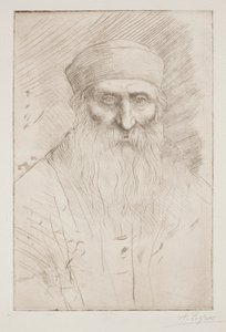 Hoved af en mand med langt skæg af Alphonse Legros