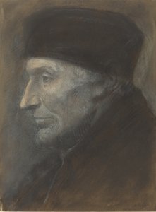Hoved af en mand med kalot. af Alphonse Legros
