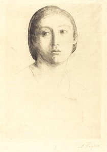 Hoved af en ung pige af Alphonse Legros