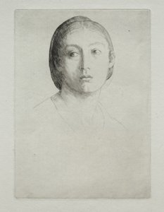 Hovedet af en ung pige. af Alphonse Legros