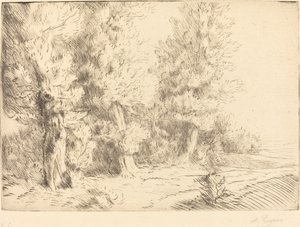 I skoven Fontainebleau (Dans la foret de Fontainebleau) af Alphonse Legros