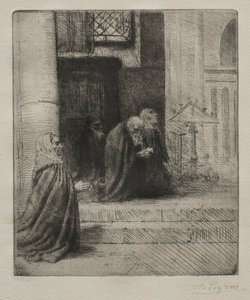 Det indre af en kirke. af Alphonse Legros