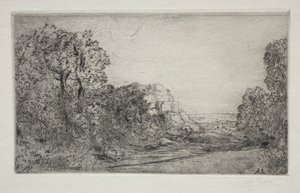 Landskab: Solopgang af Alphonse Legros