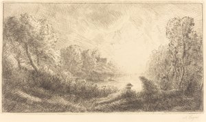 Landskab: Solopgang Landskab: Solopgang. af Alphonse Legros