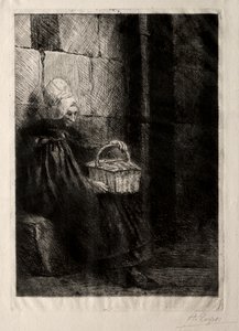 Landskab i nærheden af Boulogne, kaldet Kvinde med en kurv af Alphonse Legros
