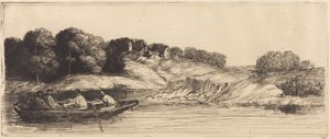 Landskab med båd, 1. blad af Alphonse Legros