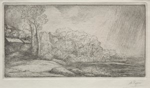 Landskab med to træer af Alphonse Legros