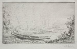 Afgang til fiskeri, i tågerne af Alphonse Legros