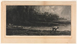 Landskabet med båden. af Alphonse Legros