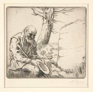 Mendiant, søn Chapeau a la Main (Tigger med sin hat i hænderne) af Alphonse Legros