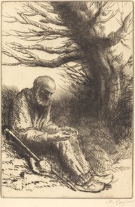Gammel mand, gammelt træ af Alphonse Legros