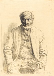 Gammel mand siddende Vieillard assis. af Alphonse Legros