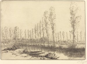 Popler nær Amiens Nær Amiens, tørvelandet. af Alphonse Legros