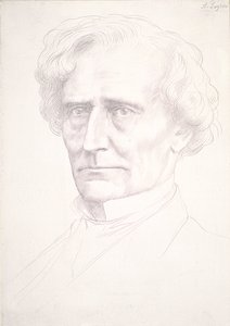 Portræt af Hector Berlioz (guldspids på lyserødt forberedt papir) af Alphonse Legros