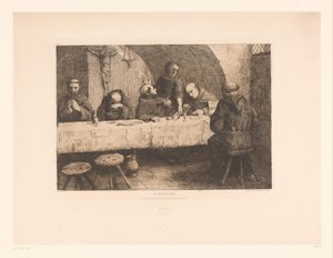 Refektur med bedende munke Le réfectoire (titel på objekt) af Alphonse Legros