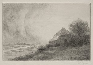 Ødelagt hus på en bakkeskråning af Alphonse Legros