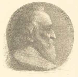 Selvportræt, medaljon, nr. 1, 9. plade af Alphonse Legros