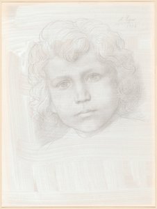 Studie af Amor (hoved af en pige) af Alphonse Legros