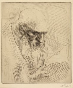 Studie af en gammel mand, der læser af Alphonse Legros