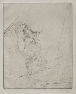 Studie af en mand, der læser. af Alphonse Legros