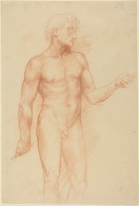Studie af en mandlig figur, der holder en stav bag ryggen af Alphonse Legros