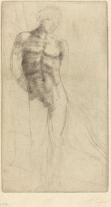 Studie af en nøgen figur Etude de figur nue. af Alphonse Legros
