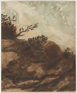 Solnedgang over bakken af Alphonse Legros