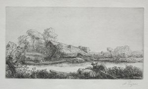 Gården ved floden (La Ferme Sur La Rivière: Afteneffekt) af Alphonse Legros