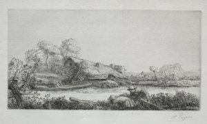 Gården ved floden (La Ferme Sur La Rivière: Afteneffekt) af Alphonse Legros