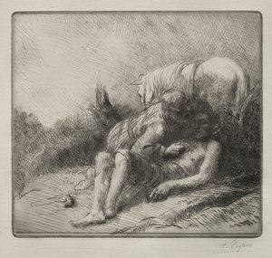 Den barmhjertige samaritaner. af Alphonse Legros