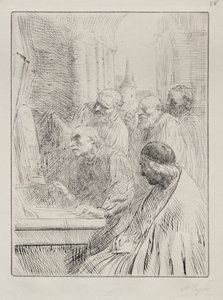 Munke i kirken af Alphonse Legros