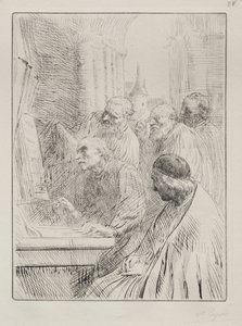 Munkene i Kirken. af Alphonse Legros
