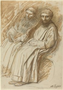 To munke siddende i en kirke af Alphonse Legros