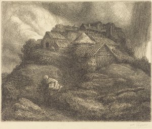 Landsbyen Saint-Pierre under en storm af Alphonse Legros