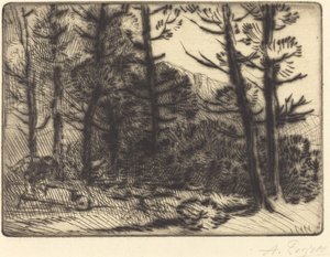 Woods in Winter Sun, 2. tallerken Winter Sun in the Woods. af Alphonse Legros
