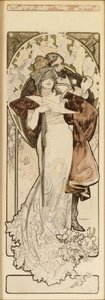 En model til litografien "Program 27. oktober 1900", ca. 1900 af Alphonse Mucha