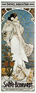 En plakat til Sarah Bernhardts Farvel American Tour af Alphonse Marie Mucha