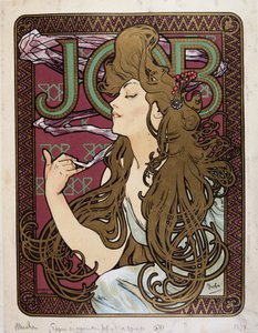 Reklameplakat for "Job Cigarette Paper" af Mucha af Alphonse Mucha