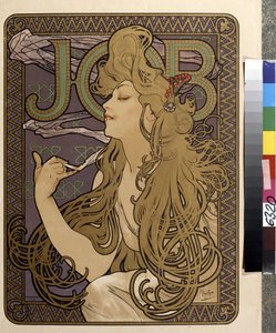 Reklameplakat for ""Job"" silkepapir. Kunstværk af Alfons Maria Mucha (Alphonse Marie Mucha af Alphonse Marie Mucha