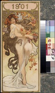 Årets kalender 1901. Kunstværk af Alfons Maria Mucha (Alphonse Marie Mucha af Alphonse Marie Mucha