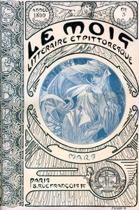Forsiden af bladet (månedligt blad) Den litterære og maleriske måned af Alphonse Mucha (1860-1939): marts 1899 - Maison de la Bonne Presse - af Alphonse Mucha