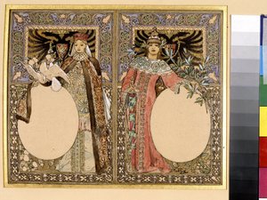 Illustration af en bog (eventyr eller legender). Kunstværk af Alfons Maria Mucha (Alphonse Marie Mucha af Alphonse Marie Mucha