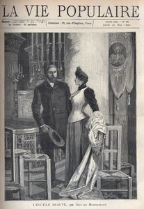 I en kirke står et smukt og elegant par op mellem stearinlys og beder til Gud. Illustration af Alfons Maria Mucha (Alphonse Marie Mucha af Alphonse Mucha