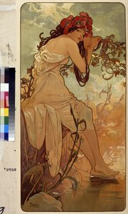 Sommer (Serie af allegori om de fire årstider). Kunstværk af Alfons Maria Mucha (Alphonse Marie Mucha