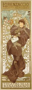 Lorenzaccio, der skildrer den stående figur af Sarah Bernhardt i rollen, 1896 af Alphonse Mucha