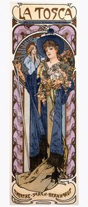 Plakat af Alfonse Mucha (1860-1939) for stykket "" Tosca "" af Victorian Sardou (1831-1908) opført af skuespillerinden Sarah Bernhardt