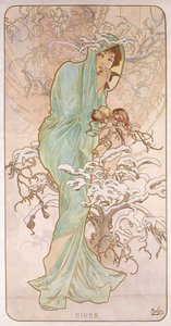 Vinter; Vinter, ca. 1896 af Alphonse Mucha