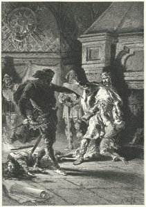 Clovis I påtvinger sit testamente som konge af frankerne (gravering) af Alphonse Marie de (after) Neuville