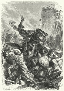 Grev Odo forsvarer Paris mod normannerne, 886 (gravering)