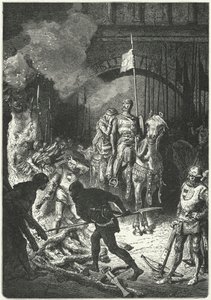 El Cid, ledsaget af sin kone Dona Jimena, fører tilsyn med bygningen af begravelsesbålet for Ahmed, den mauriske konge af Valencia